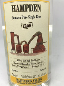 Habitation Velier Hampden LROK, White Jamaica Pure Single Rum 62,5% Vol 0,7l