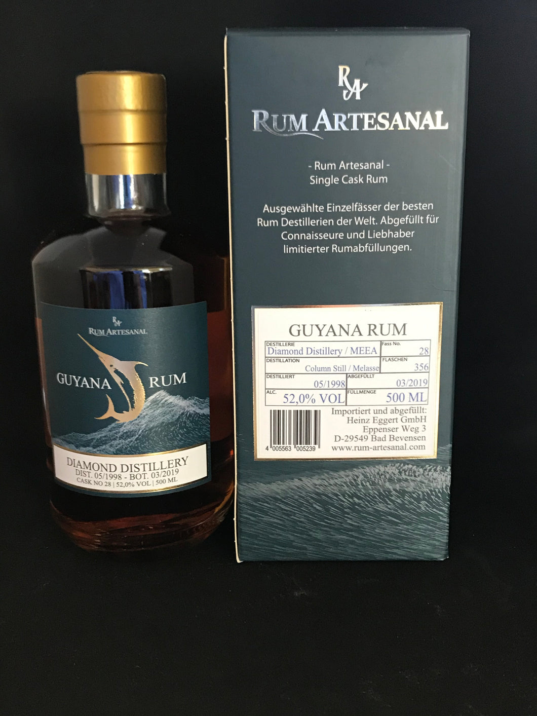 Rum Artesanal Diamond 98-19 52,0%Vol, Single Cask, Guyana, 356 Flaschen