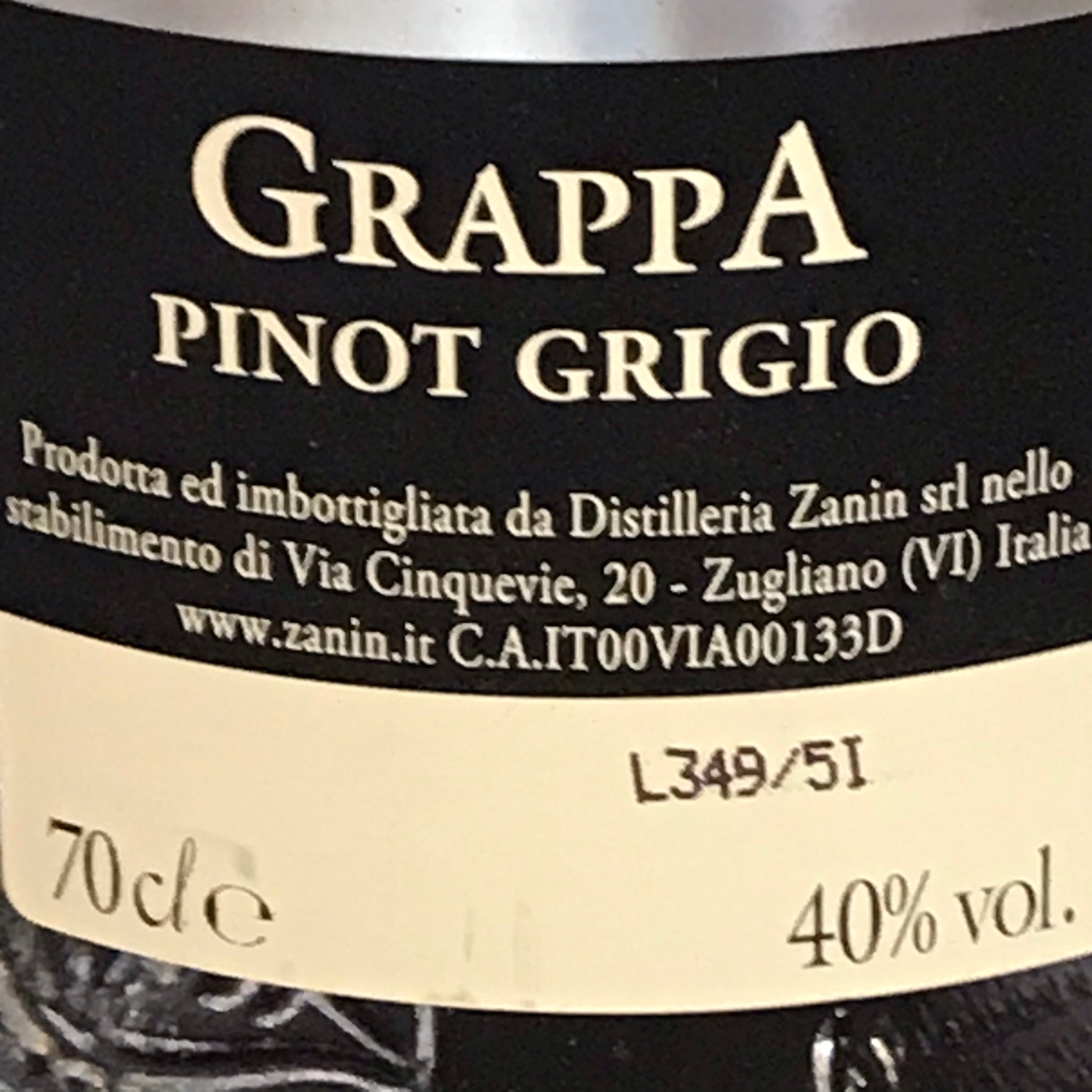 0,7l Zanin – Rum 40%Vol. Spirits Grigio, Pinot Our & Grappa Italien,
