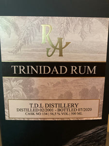 Rum Artesanal Trinidad T.D.L., 2001-2020, 389Fl,56,5%Vol., 0,5l