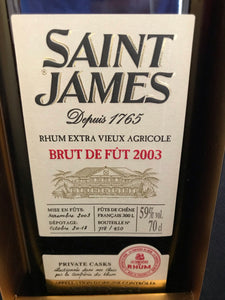 Saint James Brut de Fût 2003 Confrérie du Rhum 59%Vol., Martinique, 0,7l