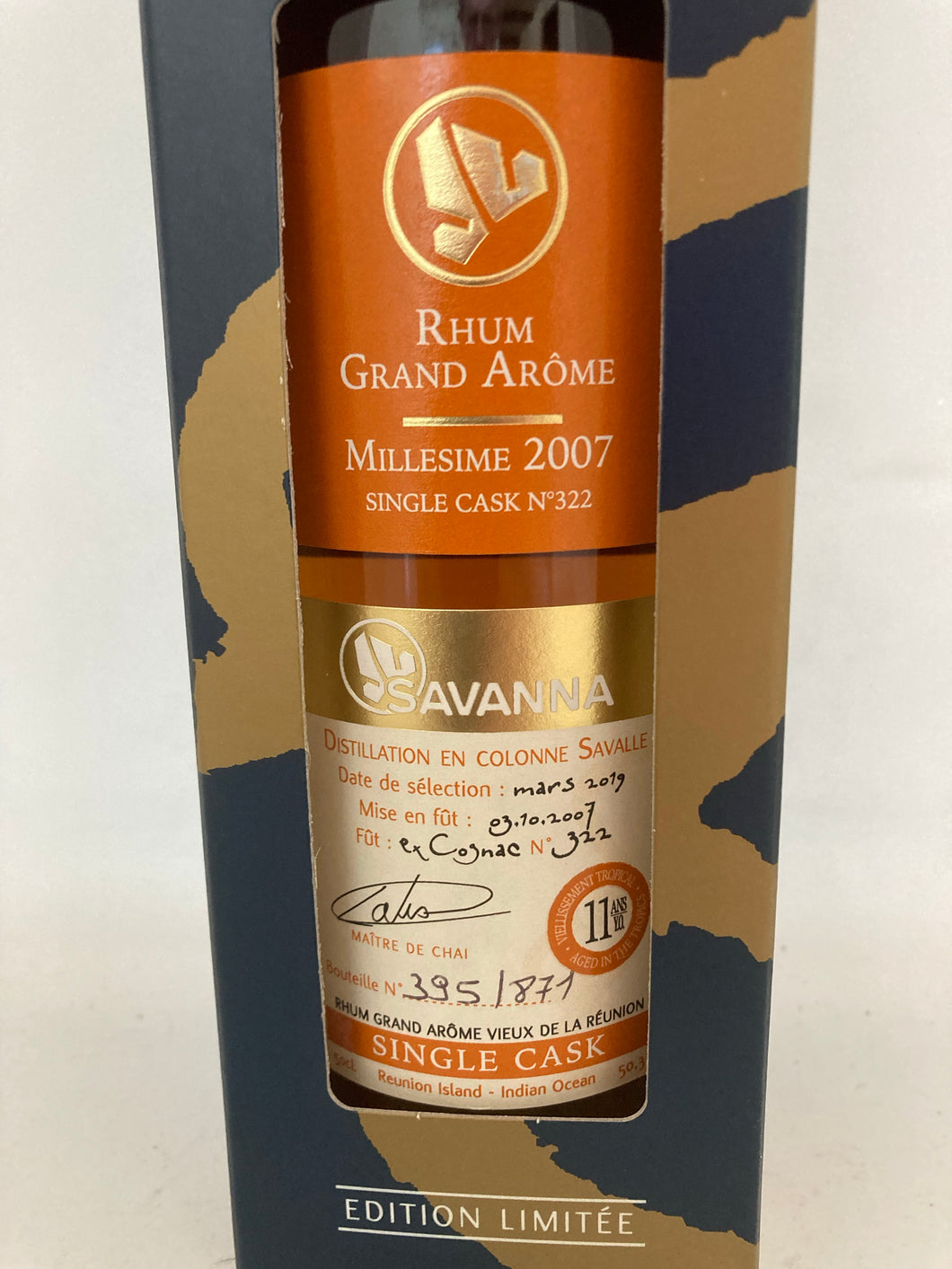 Savanna Rhum Vieux Grande Arôme Single Cask 11 YO Cognac Wood, 50,3%Vol., Le Reunion, 0,5l